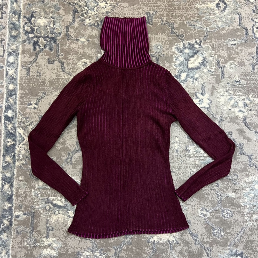 Milly Striped Multi Colored Pullover Turtleneck S… - image 2